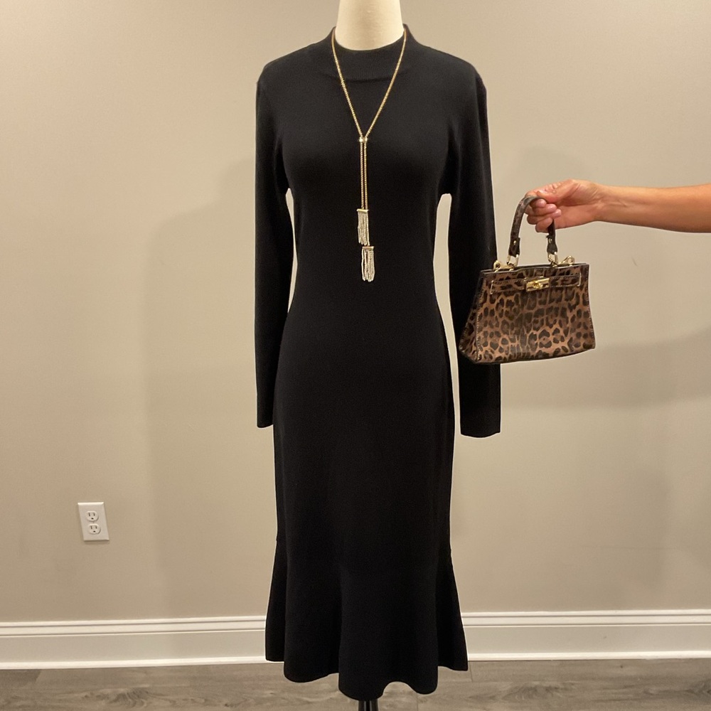 Tahari Black Long Sleeve Dress